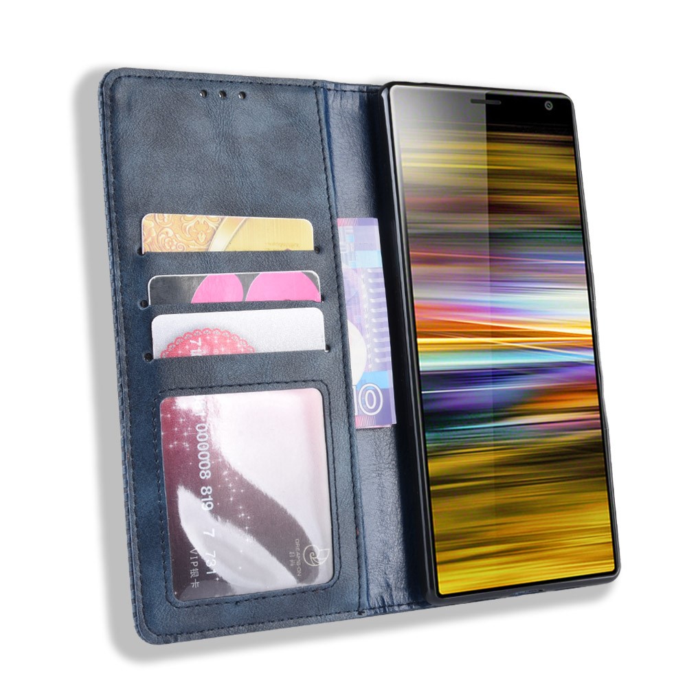 Vintage Style PU Leather Wallet Mobile Phone Cover for Sony Xperia 10 Plus - Blue-6