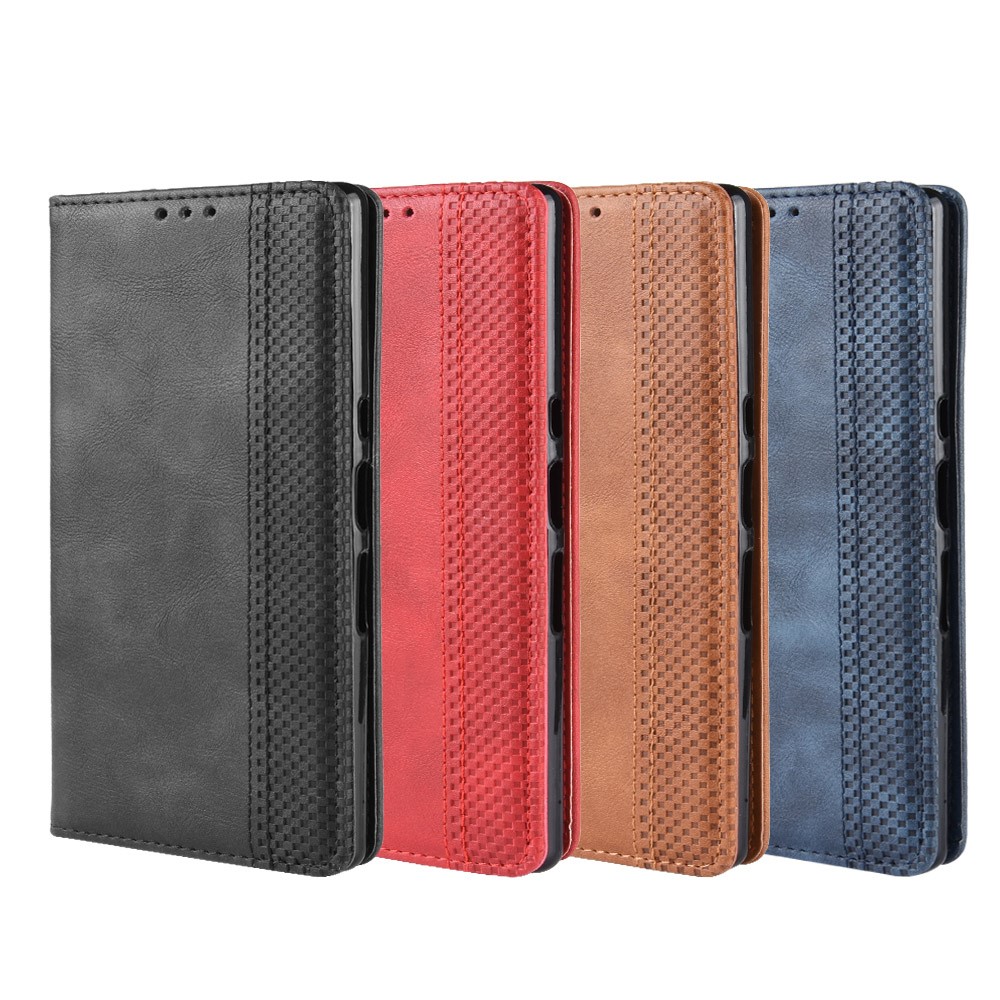 Case de Billetera de Cuero de Estilo Vintage Para Sony Xperia 10 - Negro