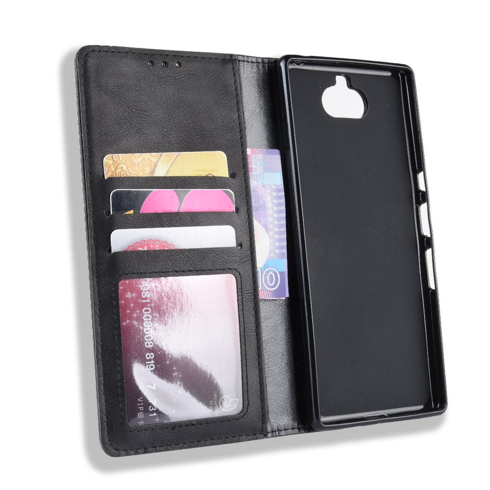 Vintage Style Leather Wallet Case for Sony Xperia 10 - Black-4