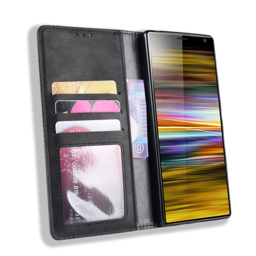 Vintage Style Leather Wallet Case for Sony Xperia 10 - Black-5
