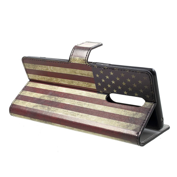 Pattern Printing PU Leather Magnetic Wallet Stand Case for Sony Xperia 1 - Vintage US Flag-3