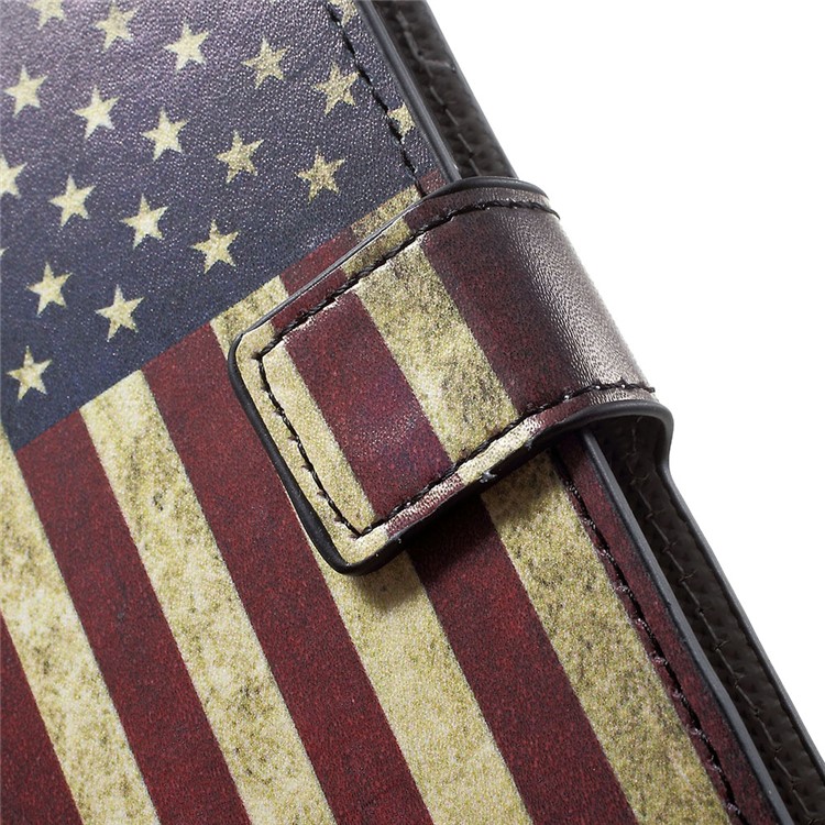 Pattern Printing PU Leather Magnetic Wallet Stand Case for Sony Xperia 1 - Vintage US Flag-6