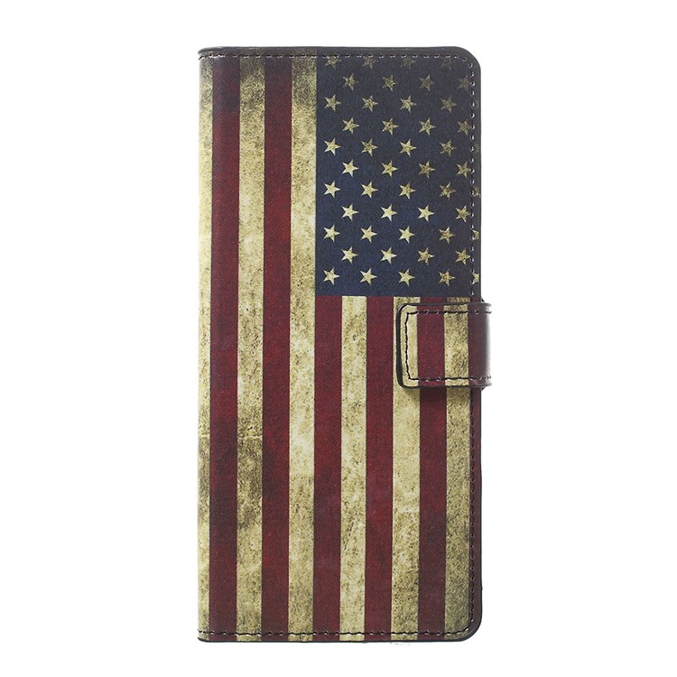 Pattern Printing PU Leather Magnetic Wallet Stand Case for Sony Xperia 1 - Vintage US Flag-9