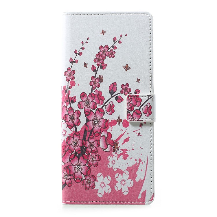 Pattern Printing PU Leather Magnetic Wallet Stand Case for Sony Xperia 1 - Plum Blossom-1