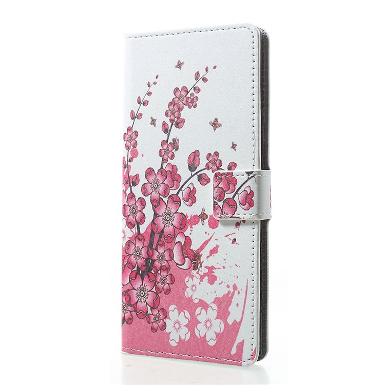 Pattern Printing PU Leather Magnetic Wallet Stand Case for Sony Xperia 1 - Plum Blossom-2