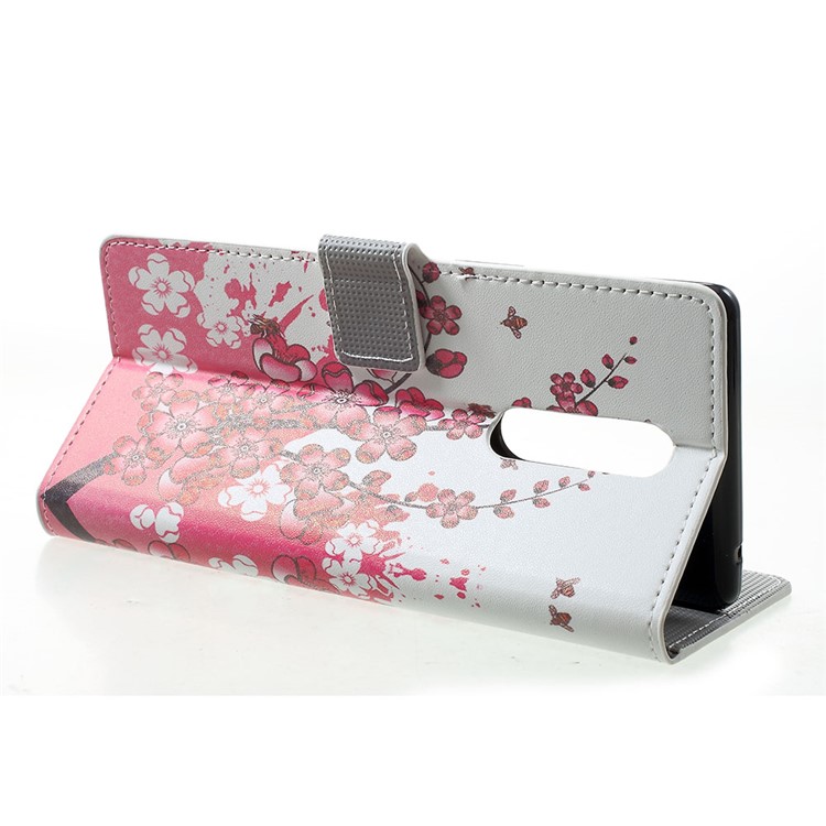 Pattern Printing PU Leather Magnetic Wallet Stand Case for Sony Xperia 1 - Plum Blossom-4