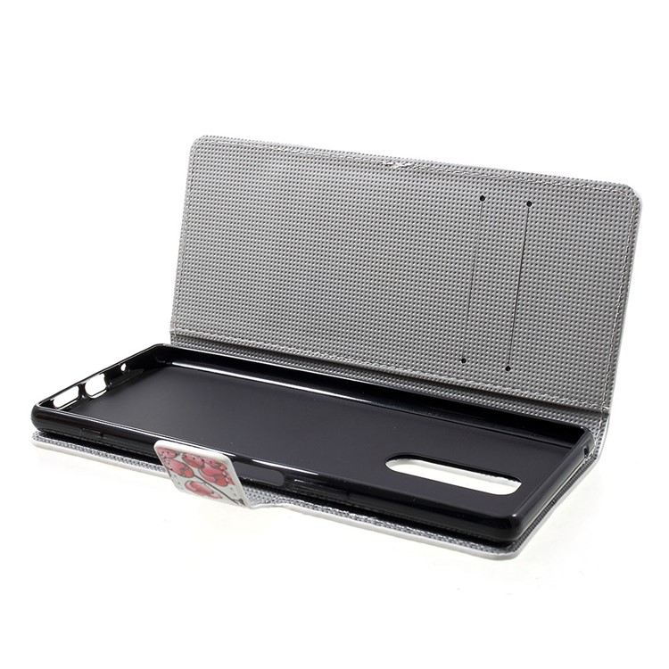 Pattern Printing PU Leather Magnetic Wallet Stand Case for Sony Xperia 1 - Plum Blossom-5