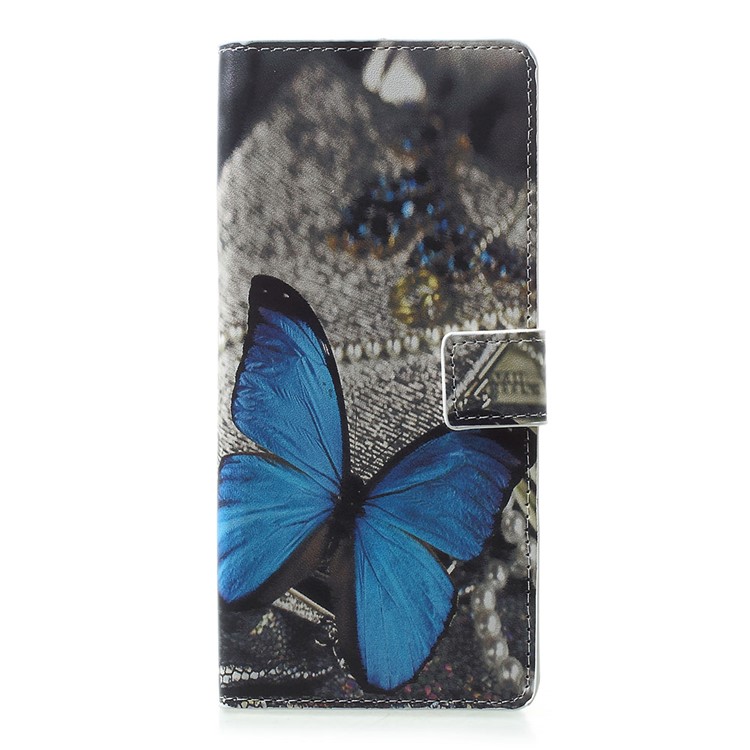 Pattern Printing PU Leather Magnetic Wallet Stand Case for Sony Xperia 1 - Blue Butterfly-1