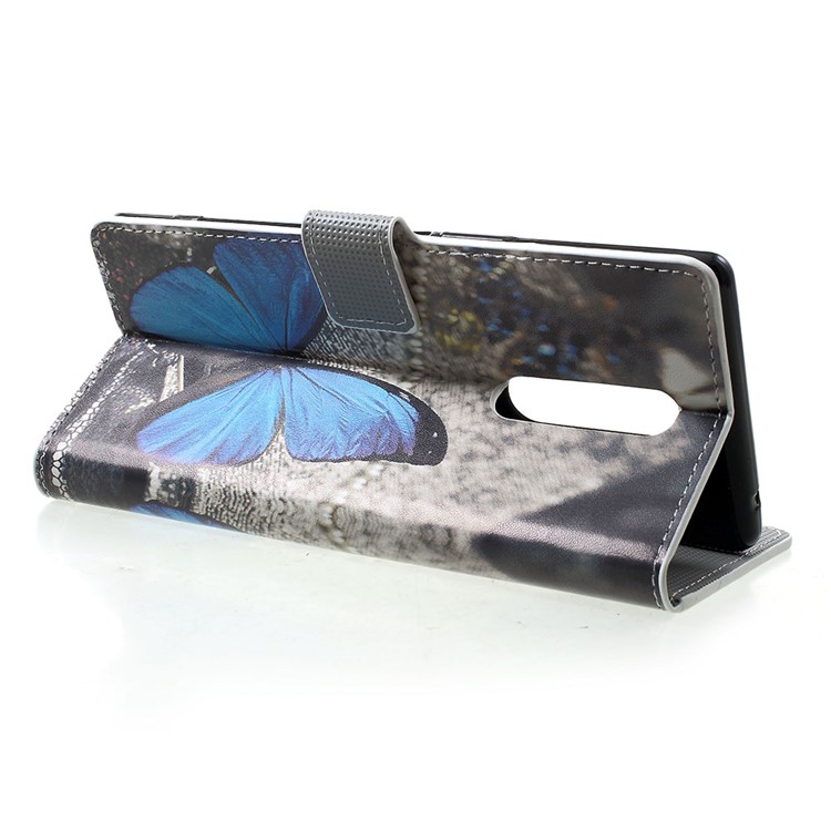 Pattern Printing PU Leather Magnetic Wallet Stand Case for Sony Xperia 1 - Blue Butterfly-4