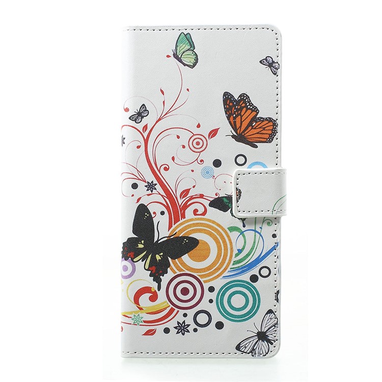 Pattern Printing PU Leather Magnetic Wallet Stand Case for Sony Xperia 1 - Butterflies and Circles-1