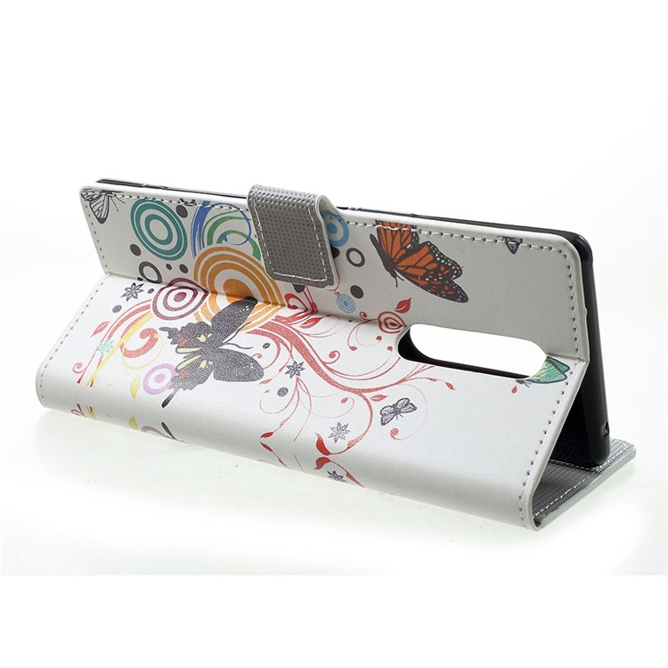 Pattern Printing PU Leather Magnetic Wallet Stand Case for Sony Xperia 1 - Butterflies and Circles-4