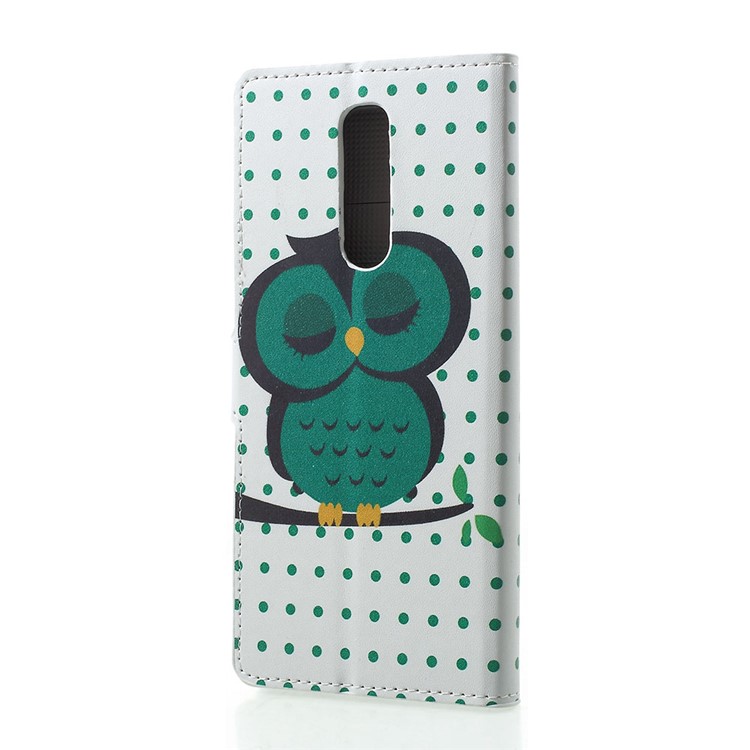 Pattern Printing PU Leather Magnetic Wallet Stand Case for Sony Xperia 1 - Green Napping Owl-3