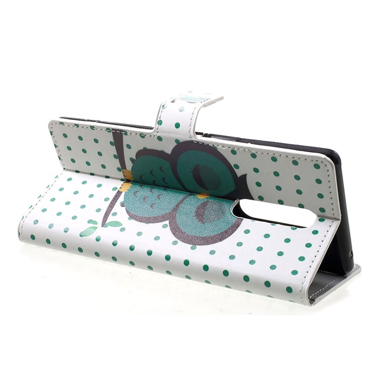 Pattern Printing PU Leather Magnetic Wallet Stand Case for Sony Xperia 1 - Green Napping Owl-4