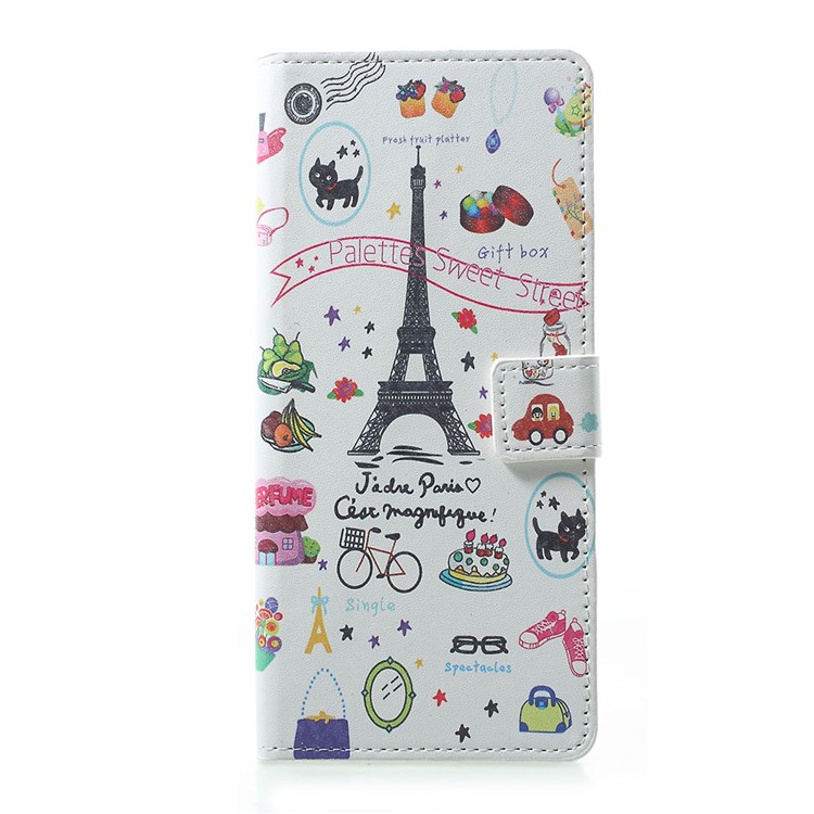 Support De Portefeuille Magnétique En Cuir PU Pour Sony Xperia 1 - Tour Eiffel-1