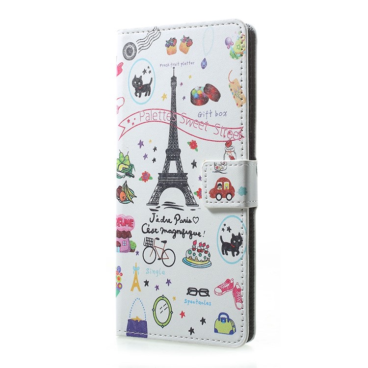Support De Portefeuille Magnétique En Cuir PU Pour Sony Xperia 1 - Tour Eiffel-2