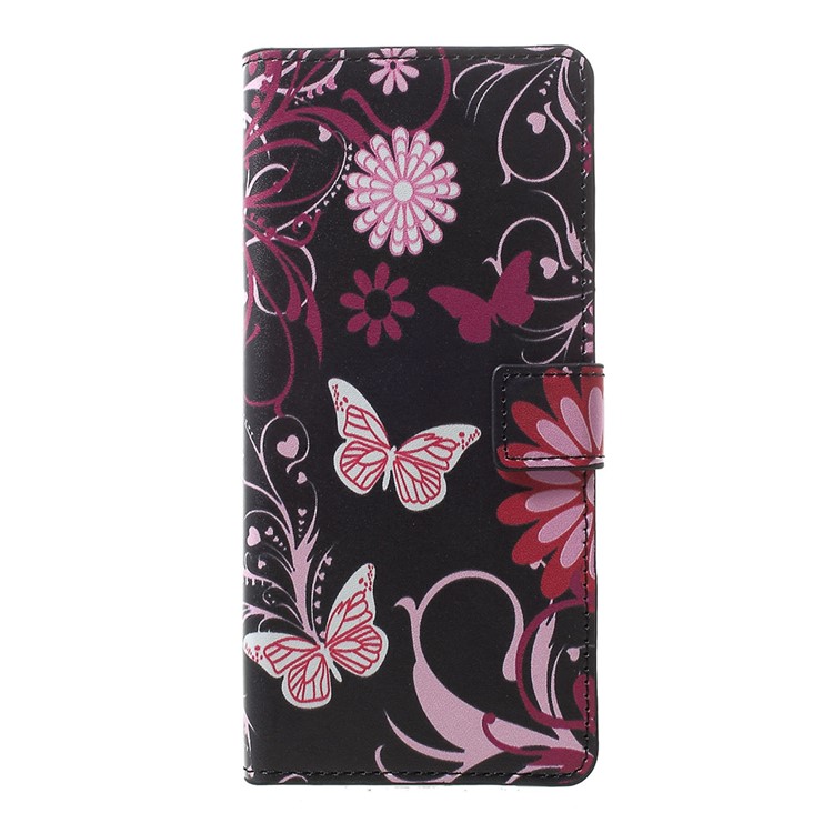 Pattern Printing PU Leather Magnetic Wallet Stand Case for Sony Xperia 1 - Butterfly Flower-1