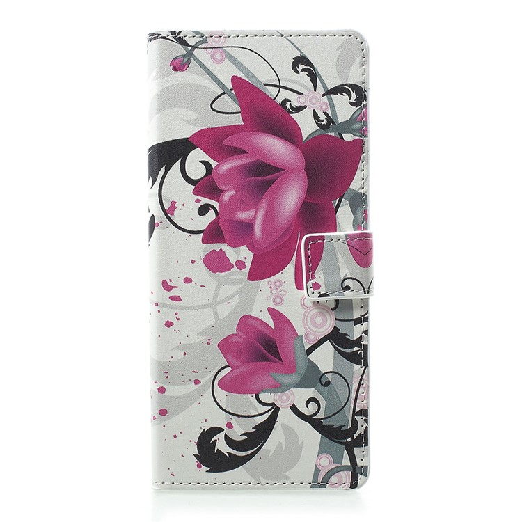 Pattern Printing PU Leather Magnetic Wallet Stand Case for Sony Xperia 1 - Kapok Flower-1