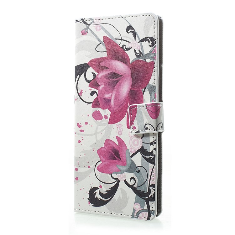Pattern Printing PU Leather Magnetic Wallet Stand Case for Sony Xperia 1 - Kapok Flower-2