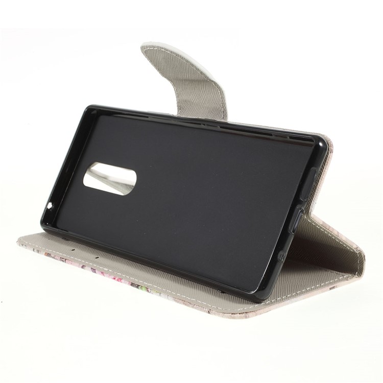 Cross Texture Pattern Printing PU Leather Flip Stand Shell for Sony Xperia 1 - Eiffel Tower-2