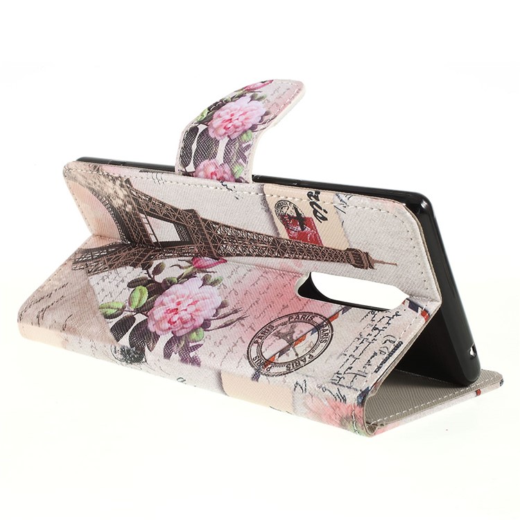 Cross Texture Pattern Printing PU Leather Flip Stand Shell for Sony Xperia 1 - Eiffel Tower-3
