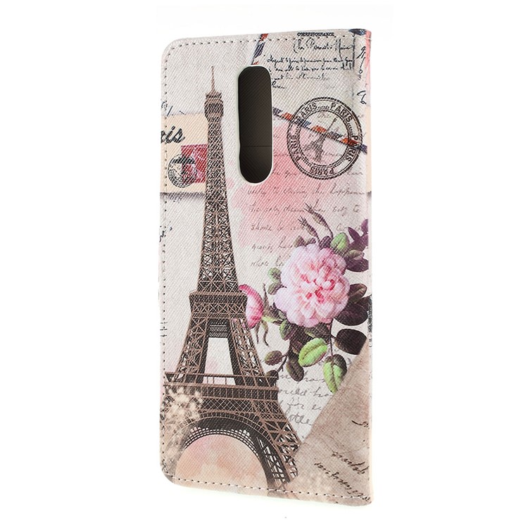 Cross Texture Pattern Printing PU Leather Flip Stand Shell for Sony Xperia 1 - Eiffel Tower-5