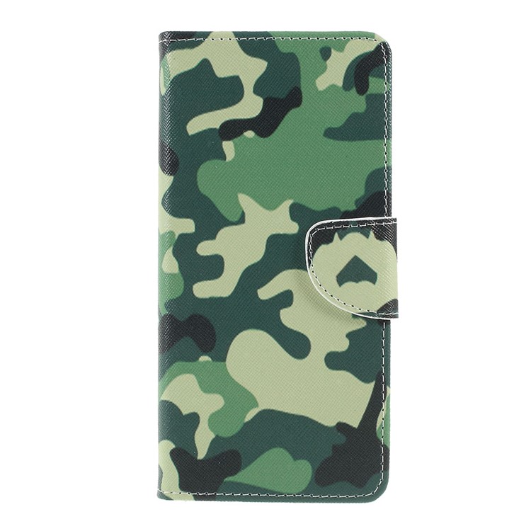 Cross Texture Pattern Printing PU Leather Flip Stand Shell for Sony Xperia 1 - Camouflage-1