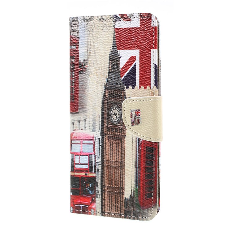 Cross Texture Pattern Printing PU Leather Flip Stand Shell for Sony Xperia 1 - Big Ben and UK Flag-4