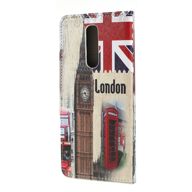 Cross Texture Pattern Printing PU Leather Flip Stand Shell for Sony Xperia 1 - Big Ben and UK Flag-5