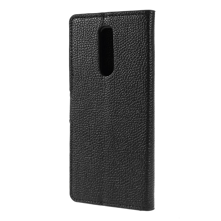 Litchi Grain PU Leather Protection Mobile Phone Shell with Stand Wallet for Sony Xperia 1 - Black-2