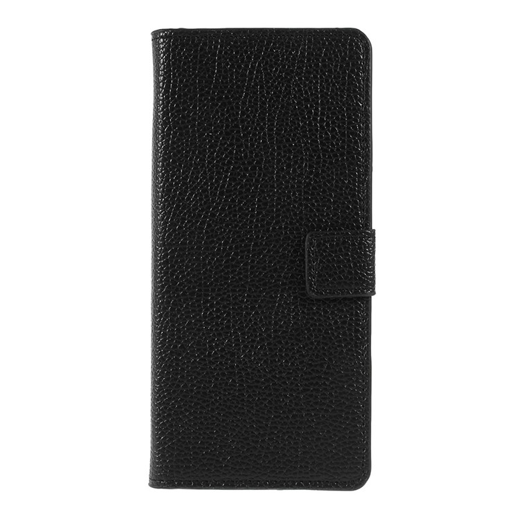 Litchi Grain PU Leather Protection Mobile Phone Shell with Stand Wallet for Sony Xperia 1 - Black-3