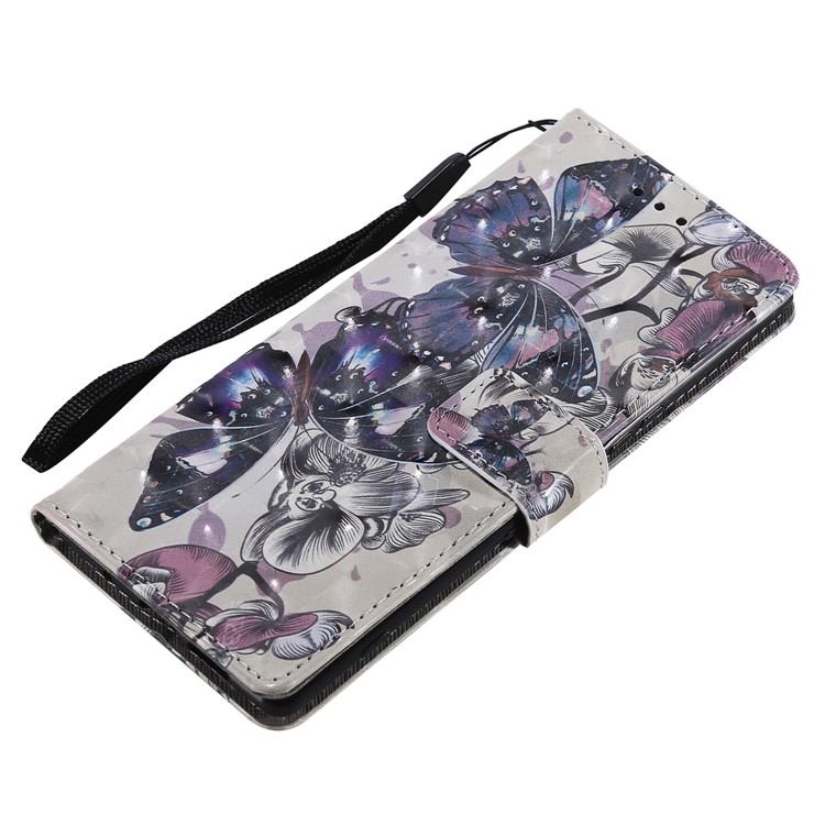 Light Spot Decor Patterned Leather Wallet Case for Sony Xperia 1 - Flowered Tree-14