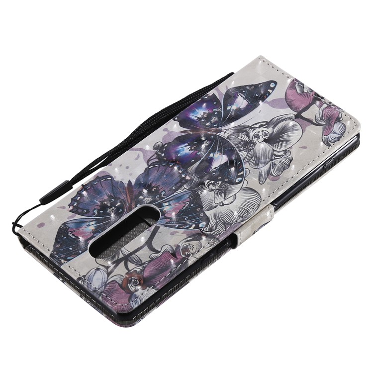 Light Spot Decor Patterned Leather Wallet Case for Sony Xperia 1 - Flowered Tree-15