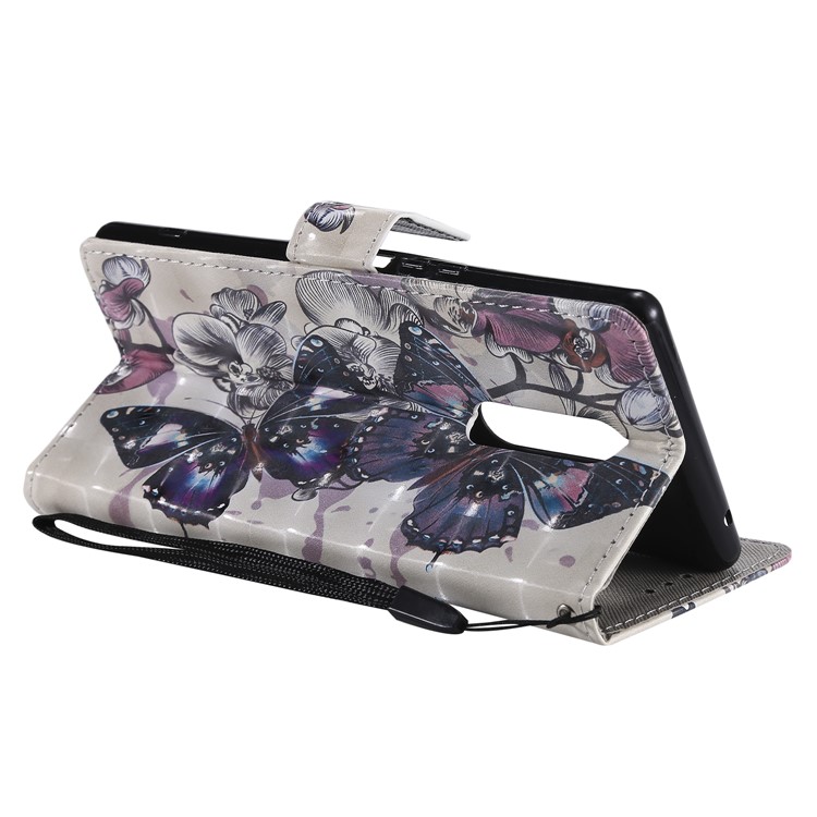 Light Spot Decor Patterned Leather Wallet Case for Sony Xperia 1 - Flowered Tree-16