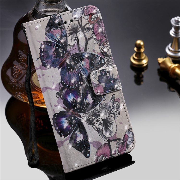 Light Spot Decor Patterned Leather Wallet Case for Sony Xperia 1 - Flowered Tree-18