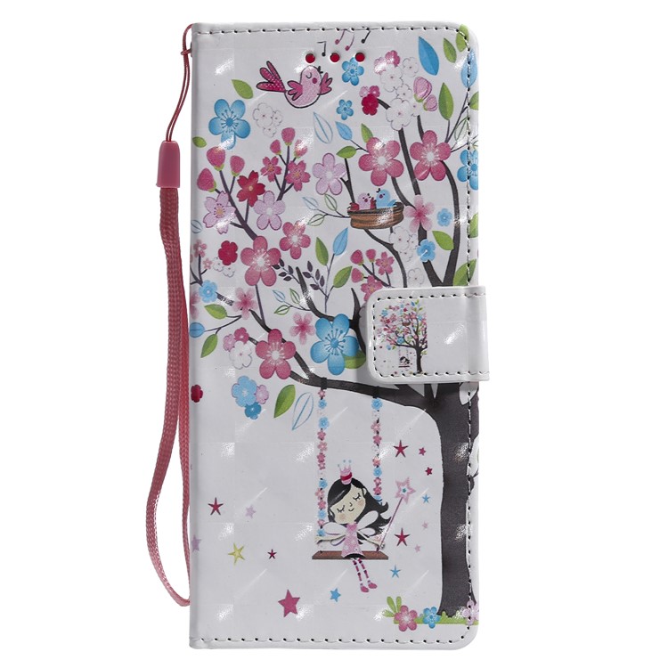 Light Spot Decor Patterned Leather Wallet Case for Sony Xperia 1 - Flowered Tree-2