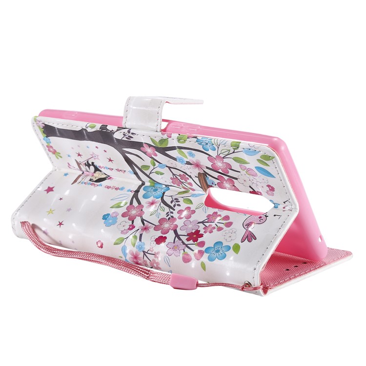 Light Spot Decor Patterned Leather Wallet Case for Sony Xperia 1 - Flowered Tree-7