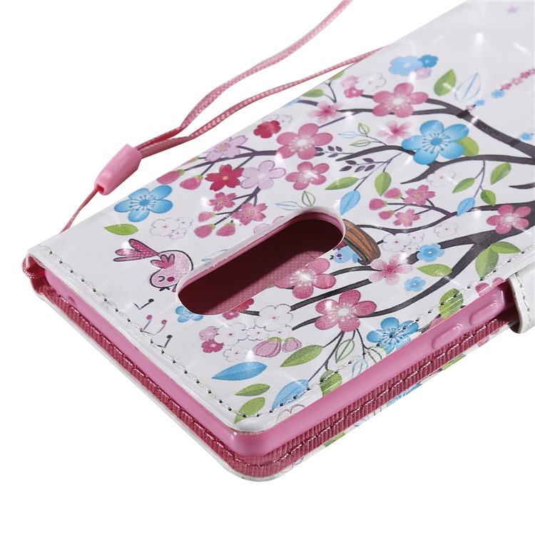 Light Spot Decor Patterned Leather Wallet Case for Sony Xperia 1 - Flowered Tree-8
