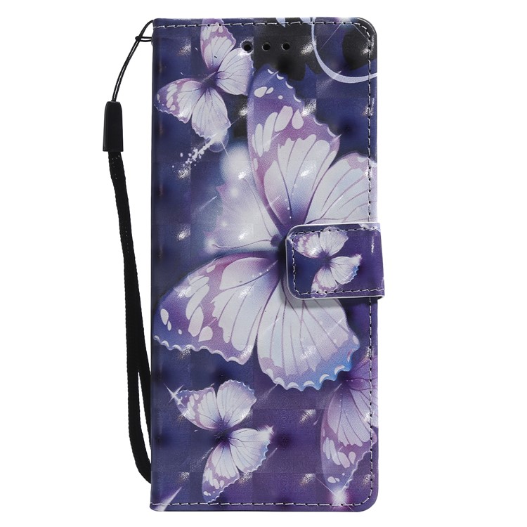 Light Spot Decor Patterned Leather Wallet Case for Sony Xperia 1 - Purple Butterflies-2