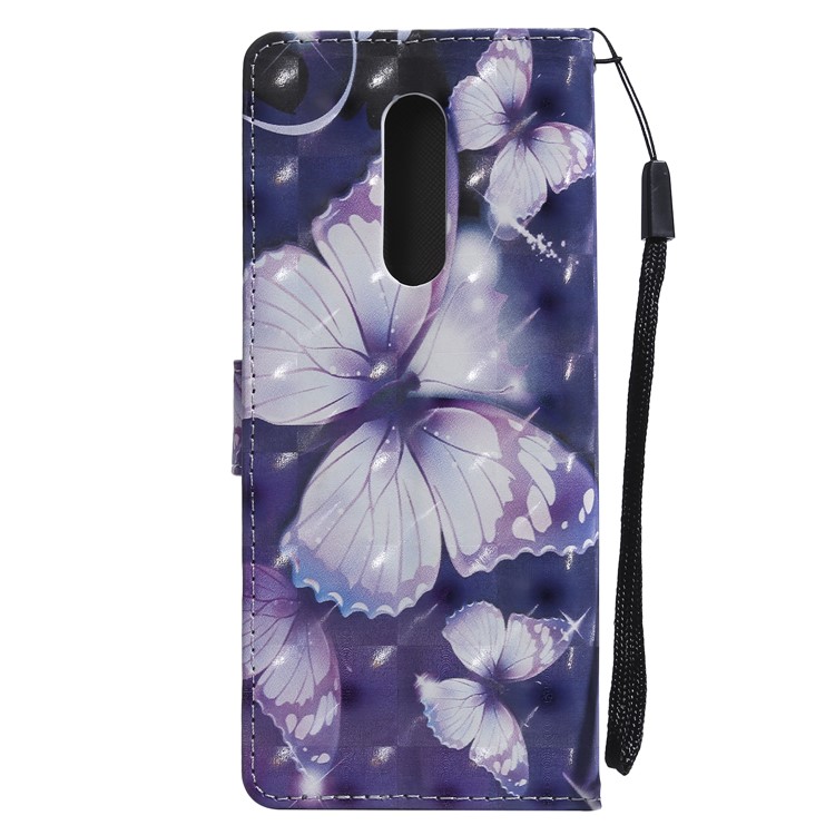 Light Spot Decor Patterned Leather Wallet Case for Sony Xperia 1 - Purple Butterflies-3
