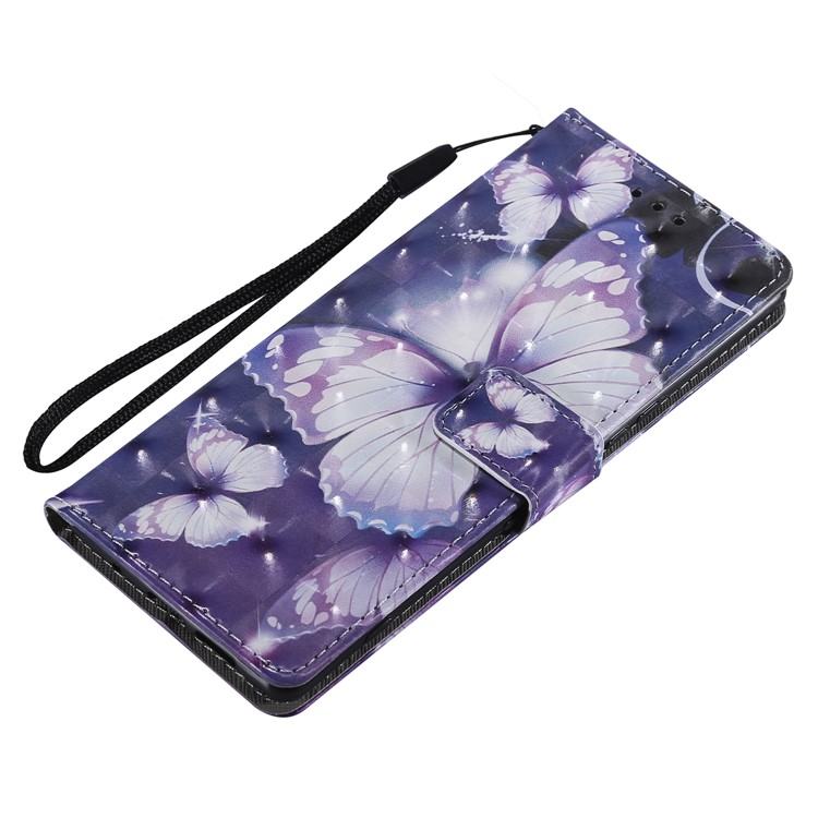 Light Spot Decor Patterned Leather Wallet Case for Sony Xperia 1 - Purple Butterflies-5