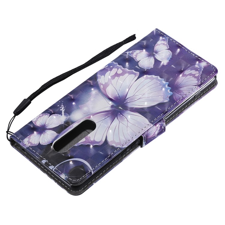 Light Spot Decor Patterned Leather Wallet Case for Sony Xperia 1 - Purple Butterflies-6