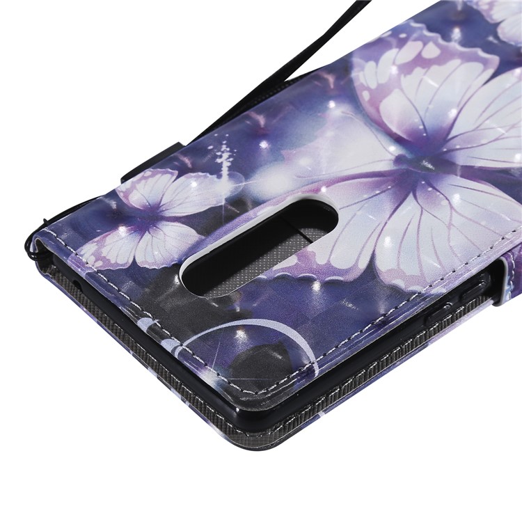 Light Spot Decor Patterned Leather Wallet Case for Sony Xperia 1 - Purple Butterflies-8