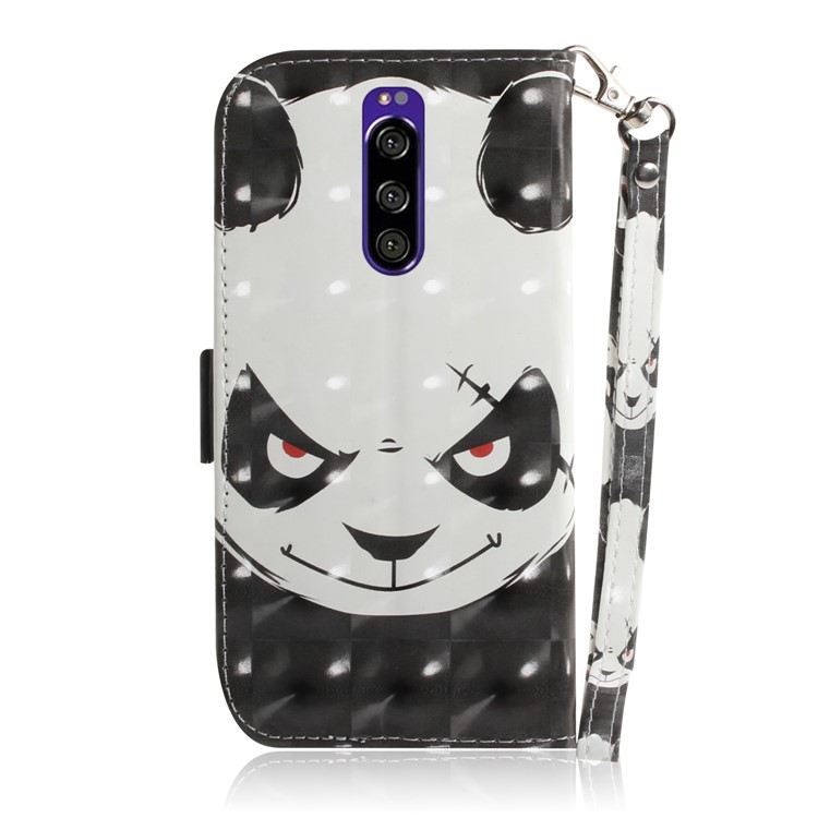 Pattern Printing PU Leather Stand Wallet Cover for Sony Xperia 1 - Angry Panda-3