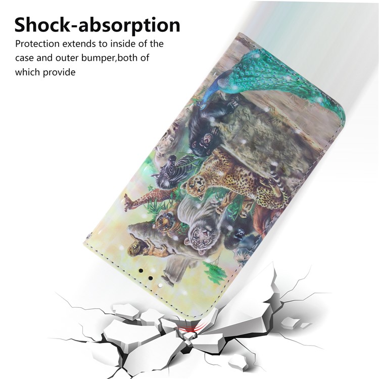 Light Spot Decor Pattern Printing PU Leather Stand Wallet Cover for Sony Xperia 1 - Animals Getting Together-5