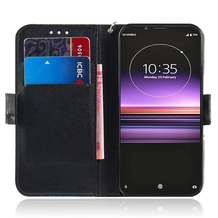 Light Spot Decor Pattern Printing PU Leather Stand Wallet Cover for Sony Xperia 1 - Animals Getting Together-7