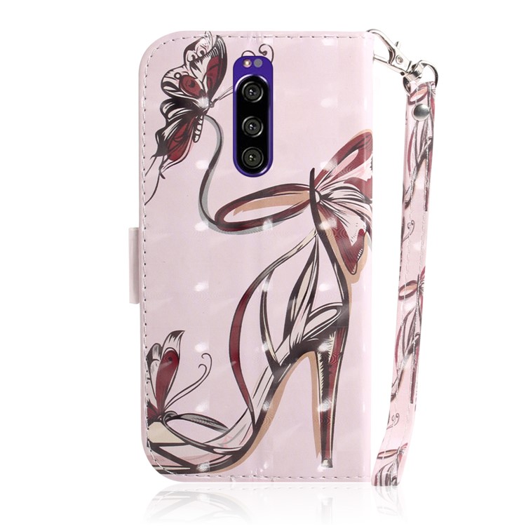 Light Spot Decor Pattern Printing PU Leather Stand Wallet Cover for Sony Xperia 1 - High Heel Sandal-3