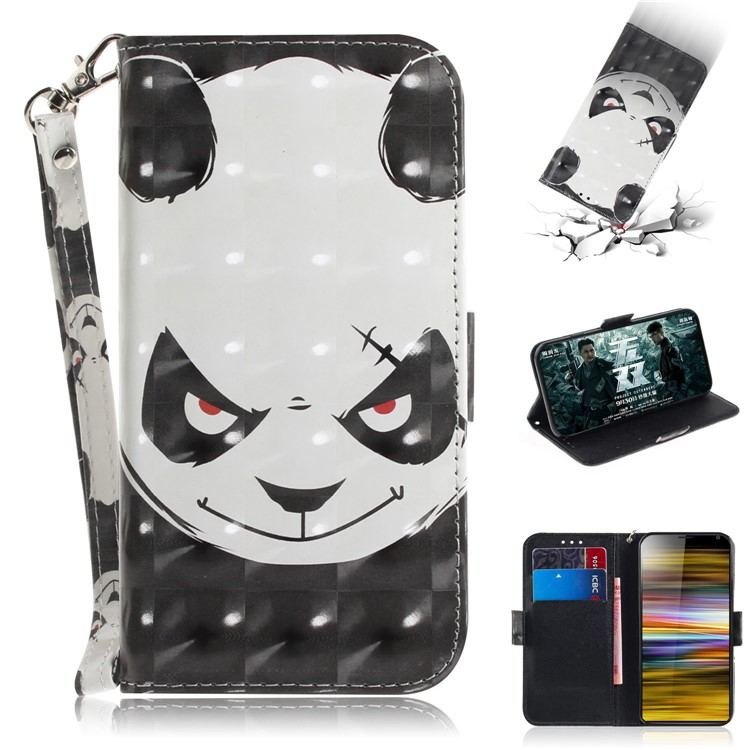 Pattern Printing PU Leather Stand Flip Cover for Sony Xperia 10 Plus - Angry Panda-1