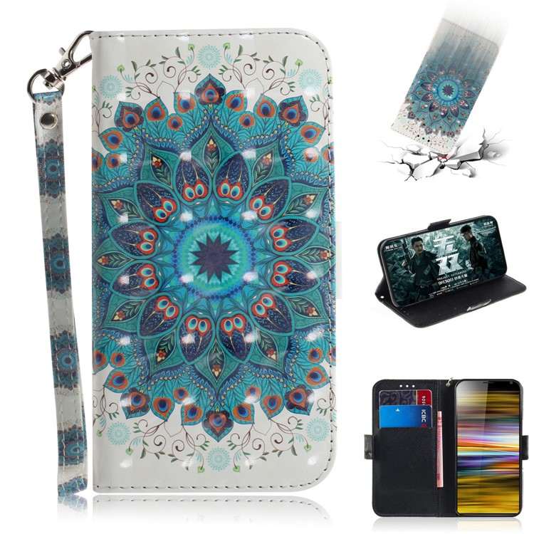 Light Spot Decor Pattern Printing PU Leather Stand Flip Cover for Sony Xperia 10 Plus - Mandala Flower-1
