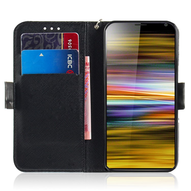 Light Spot Decor Pattern Printing PU Leather Stand Flip Cover for Sony Xperia 10 Plus - Animals Getting Together-7