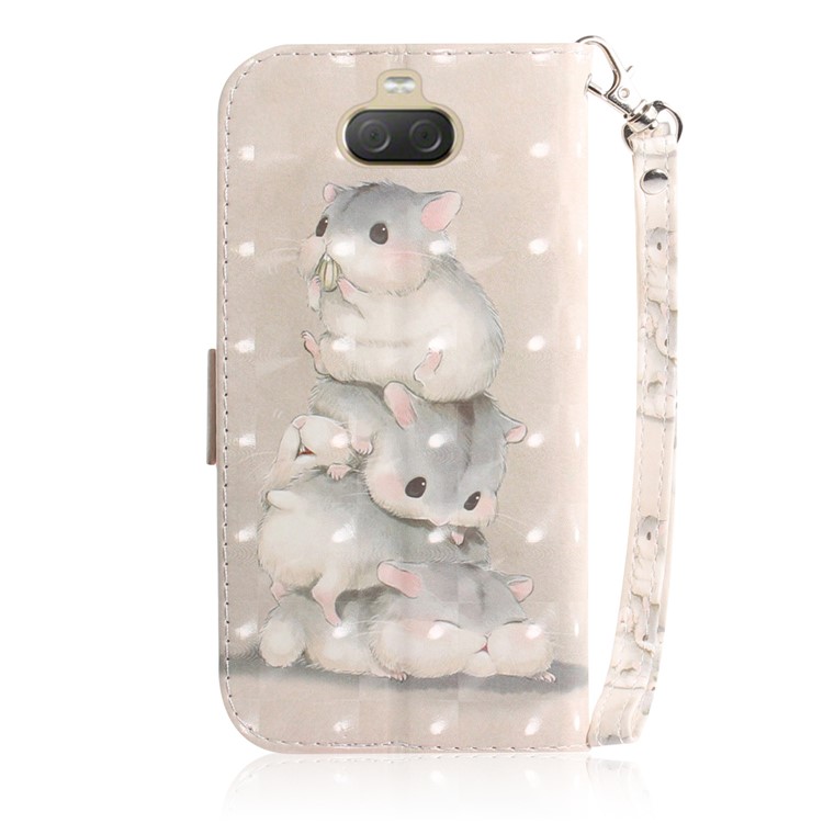 Light Spot Decor Pattern Printing PU Leather Stand Flip Cover for Sony Xperia 10 Plus - Hamsters-3